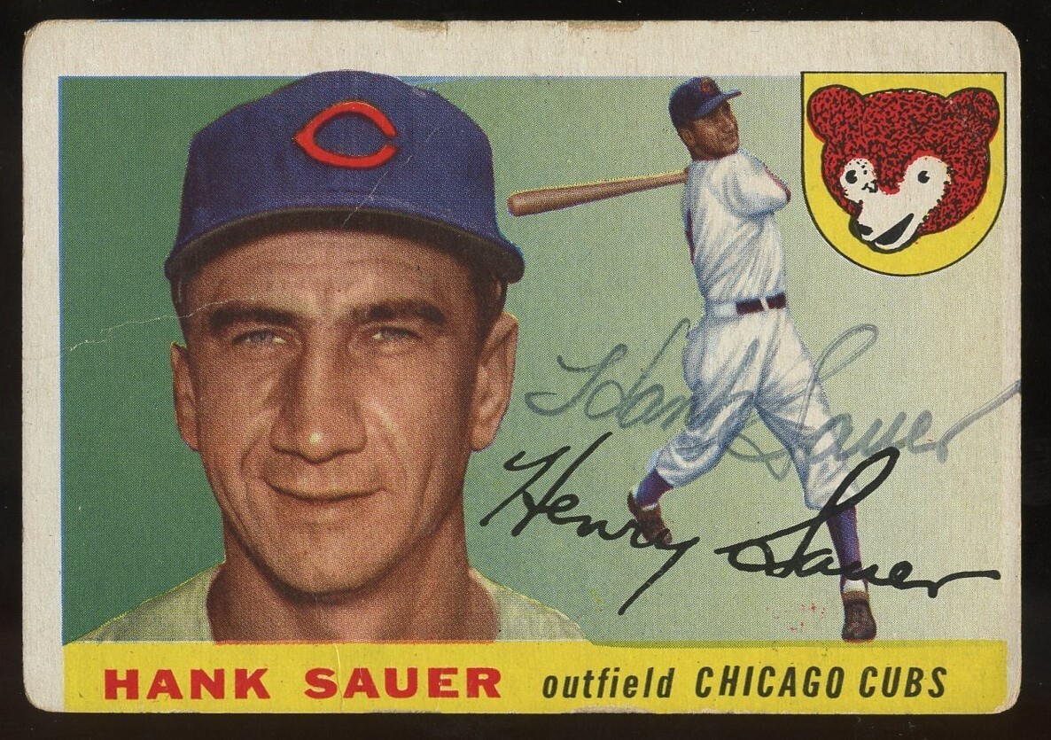 Hank Sauer #45 signed autograph auto 1955 Topps Baseball Trading Card