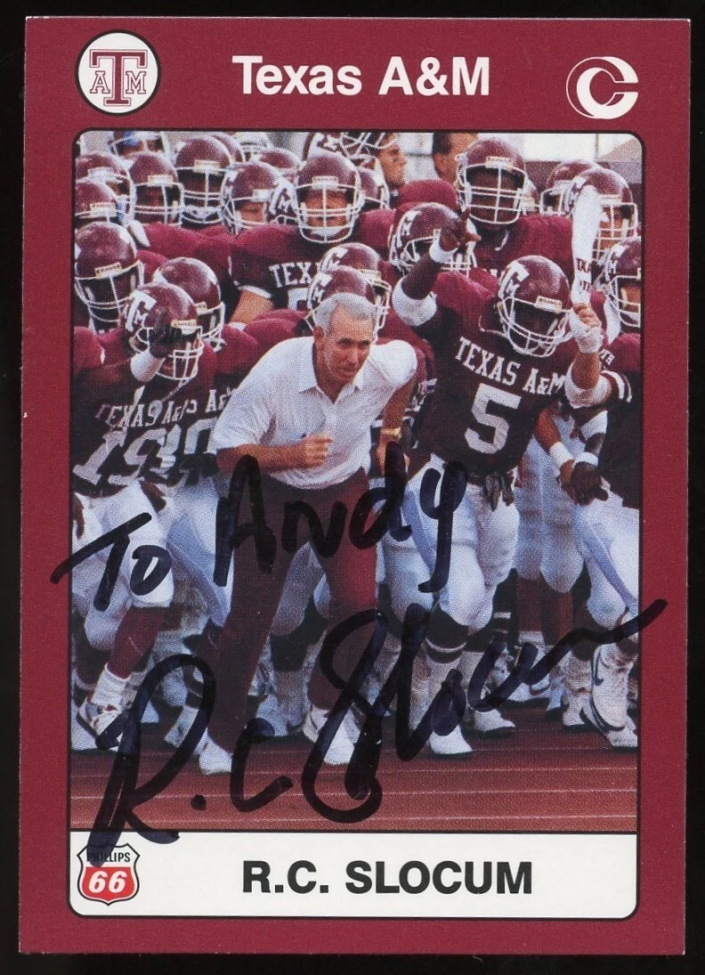 R.C. Slocum #4 signed autograph auto 1991 Texas A&M Collegiate Collection Card