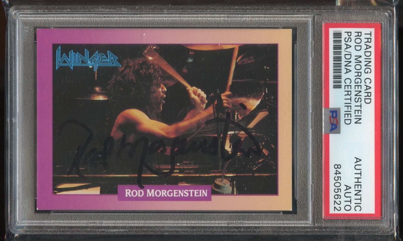 Rod Morgenstein #72 signed autograph 1991 RockCards Winger Card PSA Slabbed