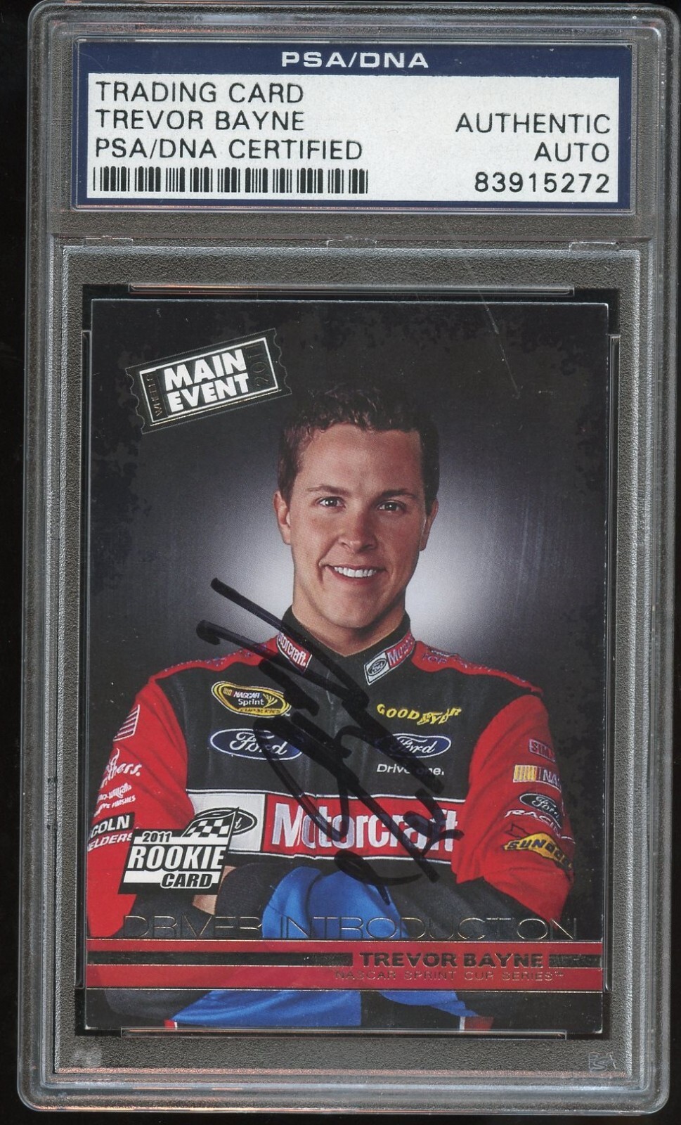 Trevor Bayne #3 signed autograph 2011 Wheels Main Event NASCAR Card PSA Slabbed