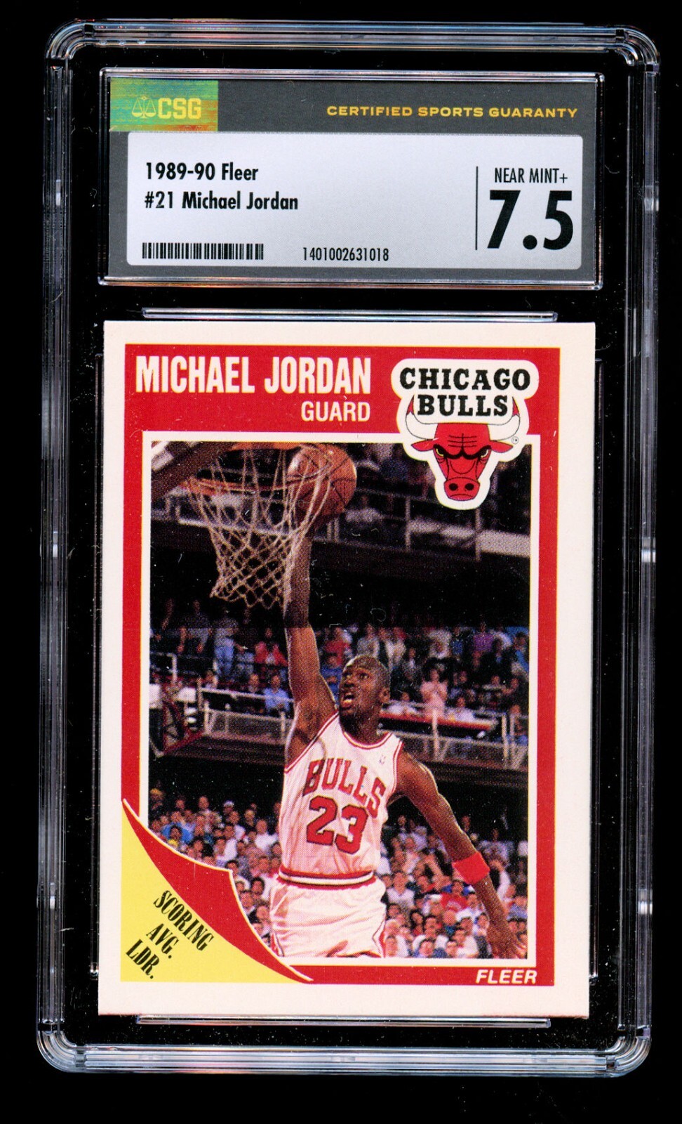 1989-90 Fleer Michael Jordan Chicago Bulls #21 Trading Card CSG 7.5