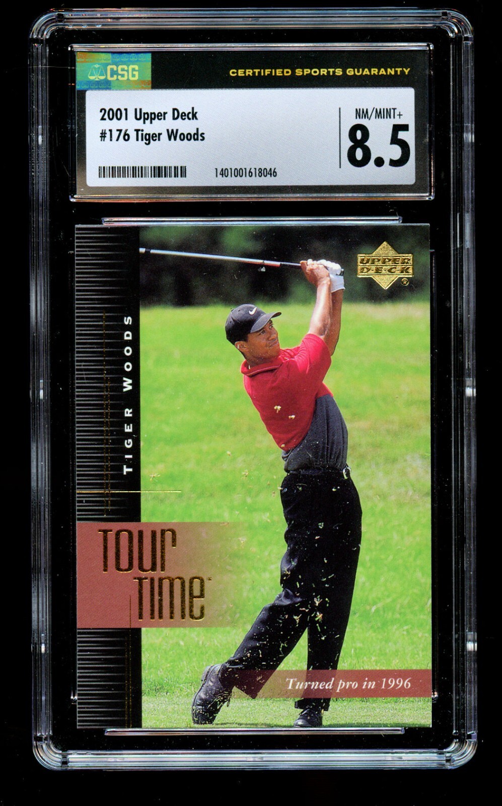 Tiger Woods #176 Upper Deck 2001 Golf Trading Card CSG 8.5