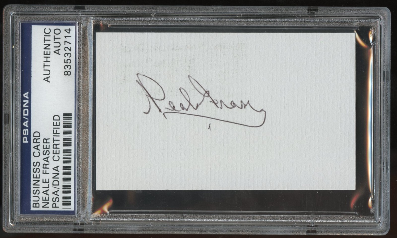 Neale Fraser signed autograph auto Business Card Tennis Hall of Fame PSA Slabbed