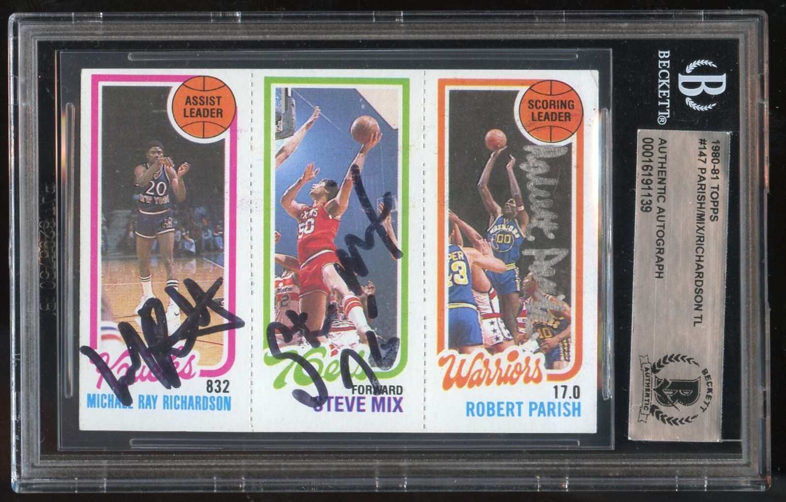 R Parish S Mix M R Richardson #147 signed autograph 1980-81 Topps Basketball BAS