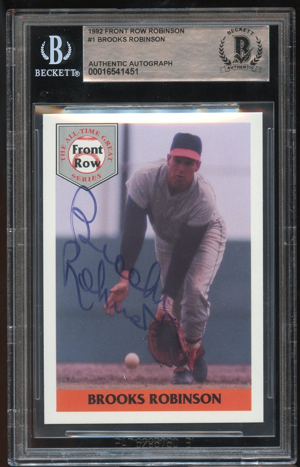 Brooks Robinson #1 signed autograph 1992 Front Row Trading Card BAS Slabbed