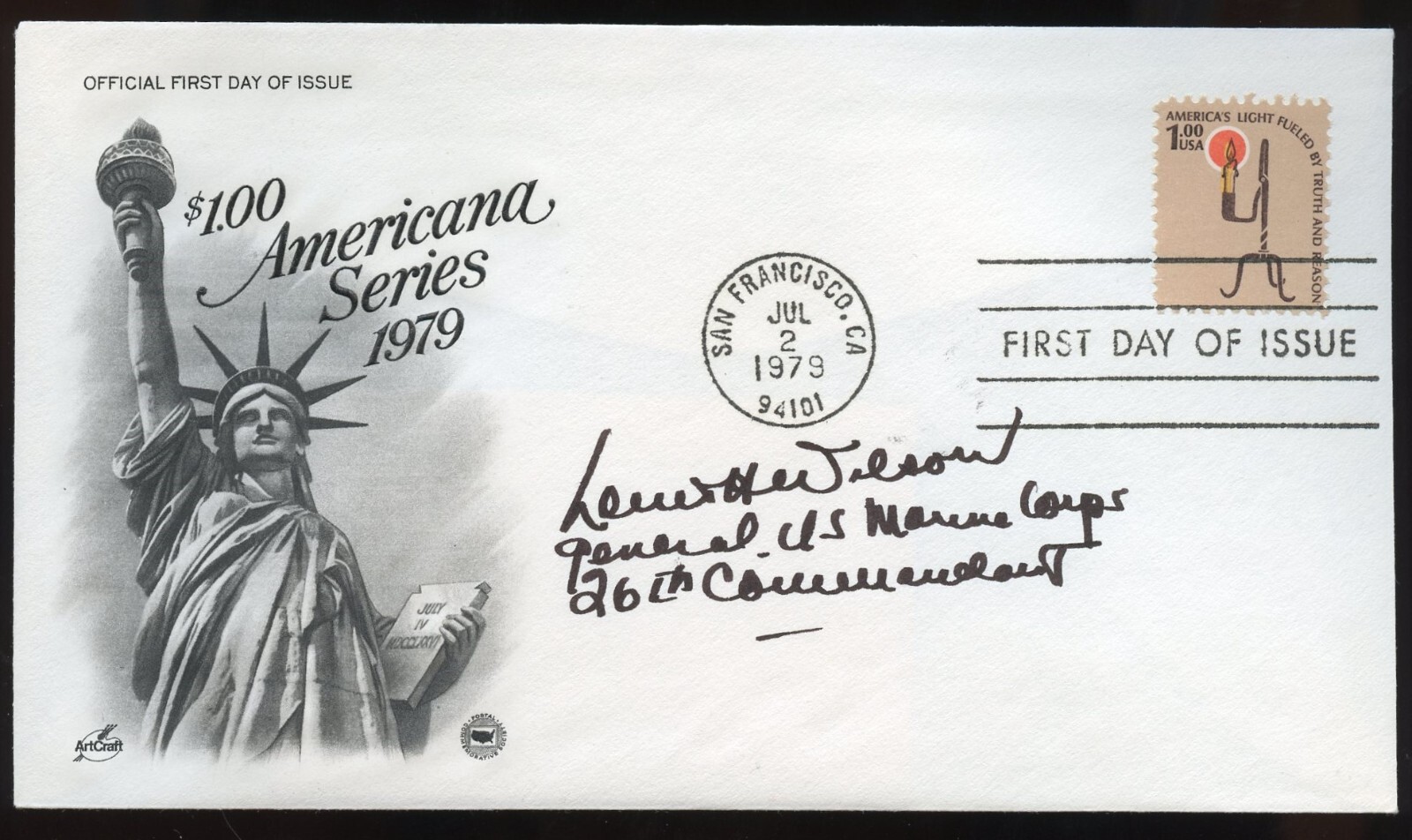Louis H. Wilson d2005 signed autograph FDC Medal of Honor Recipient USMC WWII