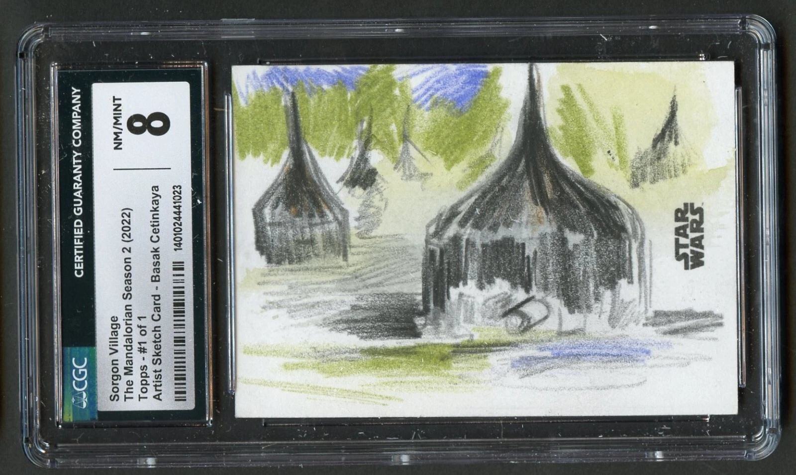 Sorgon Village 2022 The Mandalorian Season 2 Topps 1/1 Artist Sketch Card CGC 8