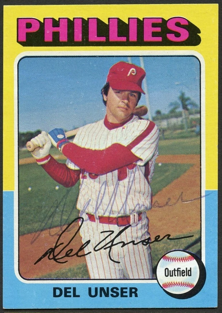 Del Unser #138 signed autograph auto 1975 Topps Baseball Trading Card