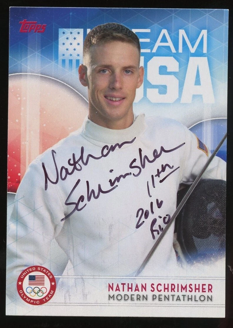 Nathan Schrimsher # 19 signed autograph 2016 Topps Olympic Team USA Trading Card