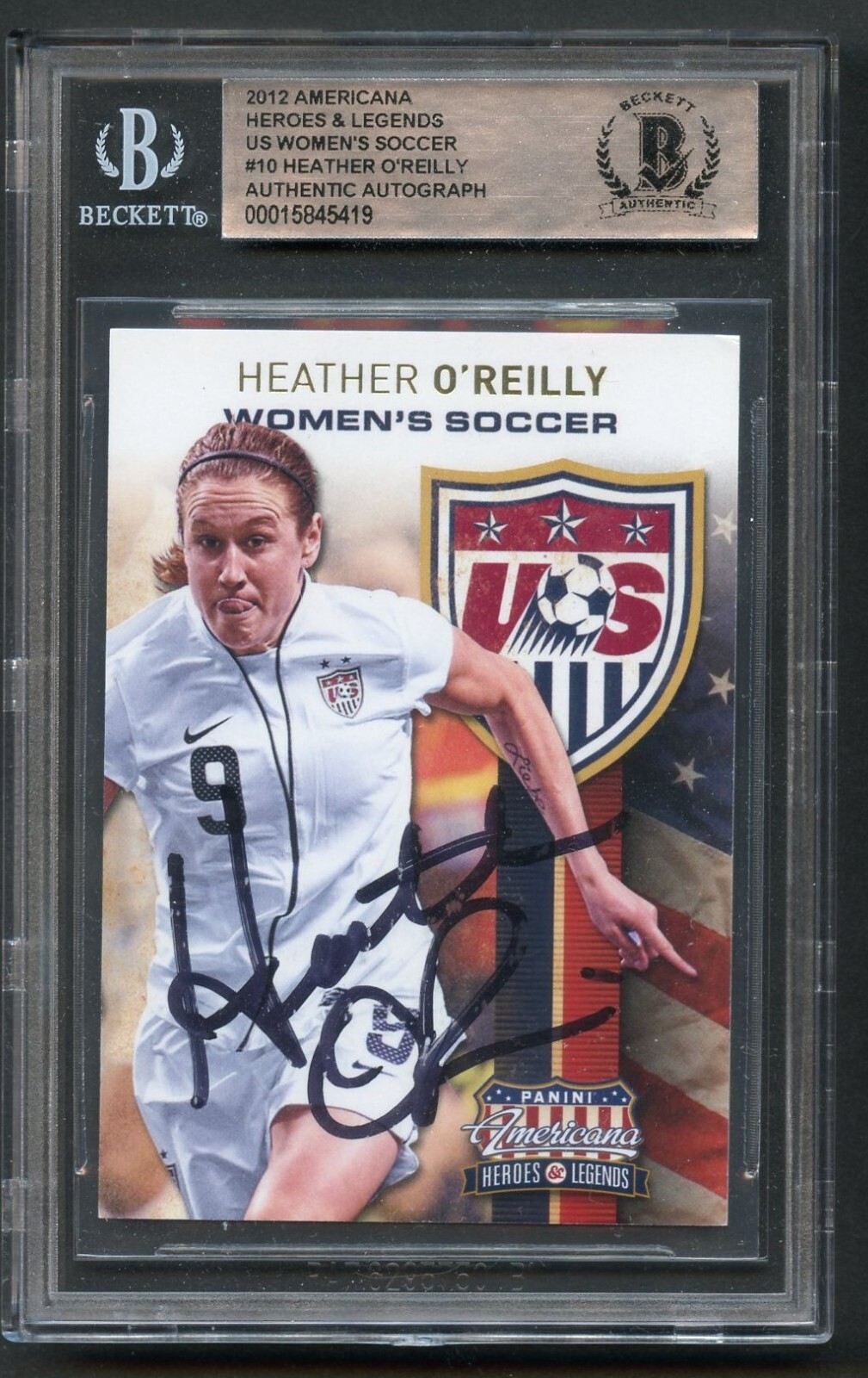 Heather O'Reilly signed autograph 2012 Panini Americana Heroes & Legends BAS