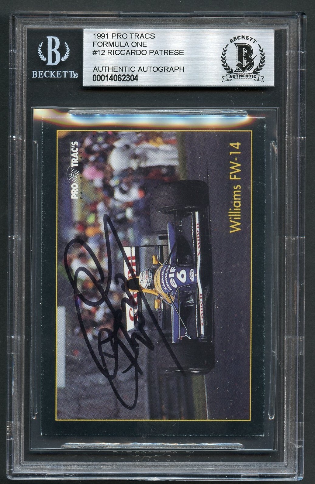 Riccardo Patrese #12 signed autograph auto 1991 Pro Tracs Formula One BAS Slab