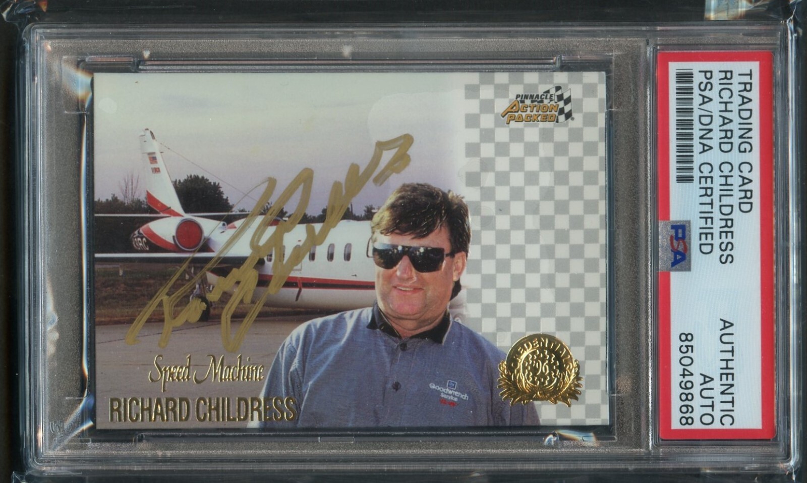 Richard Childress #63 signed autograph 1996 Pinnacle Brands Card PSA Slabbed