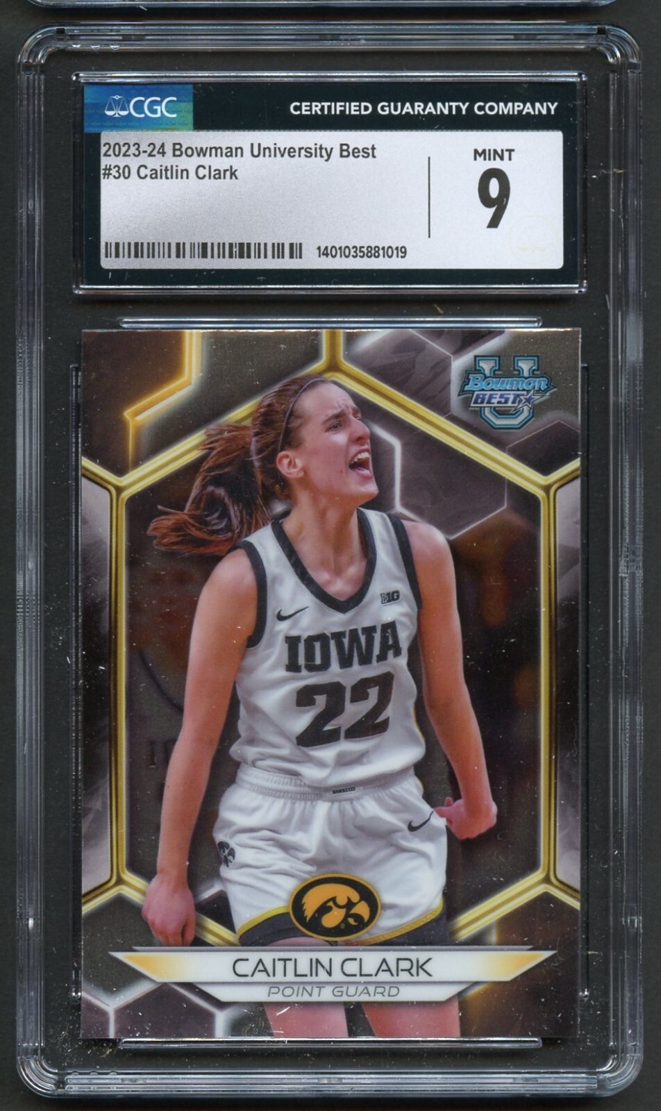 Caitlin Clark #30 2023-24 Bowman University Best Basketball CGC 9 Iowa Hawkeyes