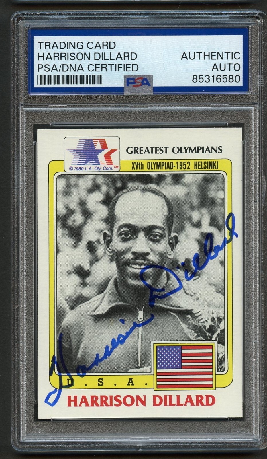 Harrison Dillard #88 signed autograph 1983 Topps Greatest Olympians Card PSA