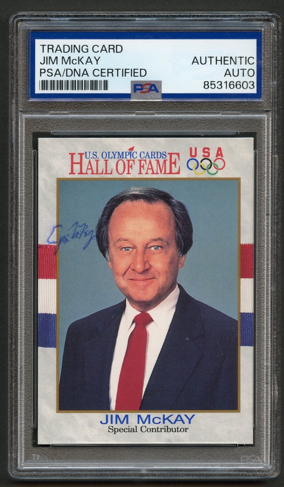 Jim McKay #77 signed autograph 1991 Impel Olympic Hall of Fame Card PSA Slabbed