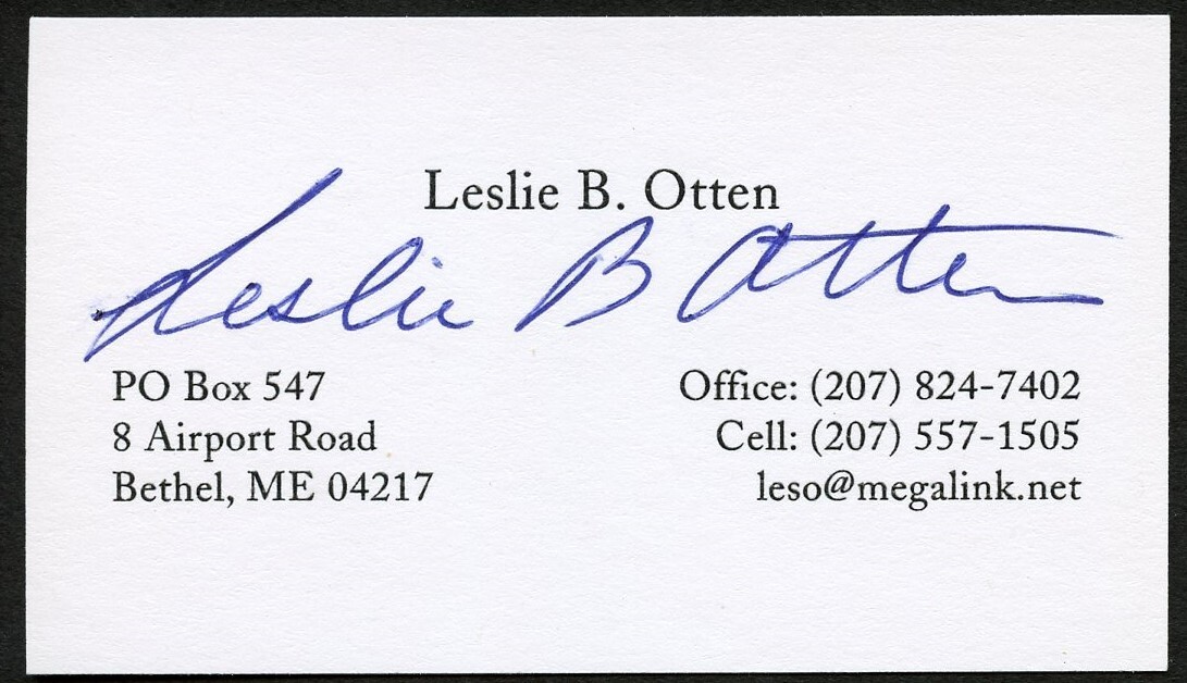 Leslie B. Otten signed autograph CEO American Skiing Company Business Card BC053