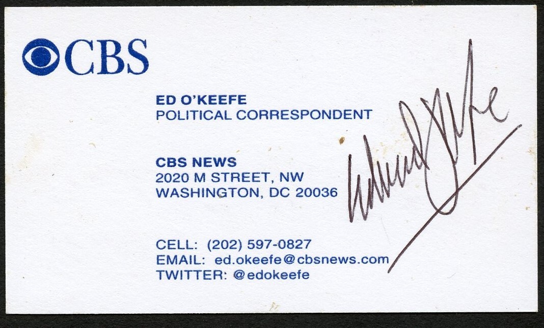 Ed O'Keefe signed autograph Political Correspondent CBS News Business Card BC054