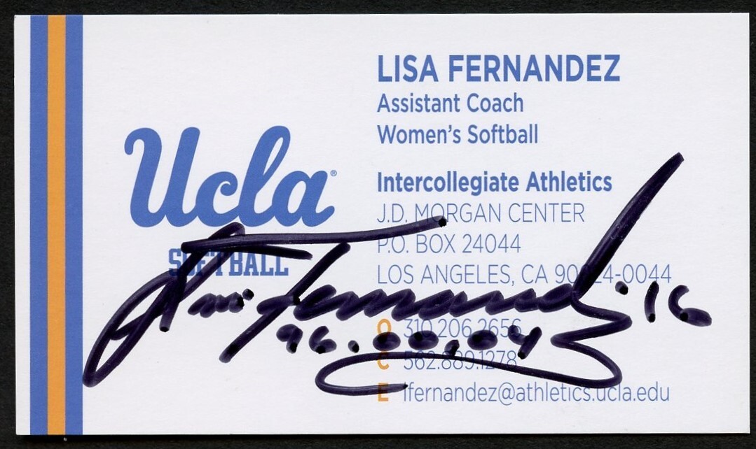Lisa Fernandez signed autograph Assistant Coach Softball Business Card BC007