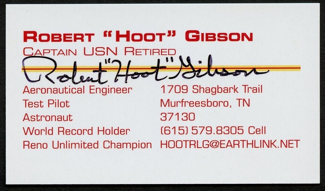 Robert Hoot Gibson signed autograph Captain USN & Aviator Business Card BC010