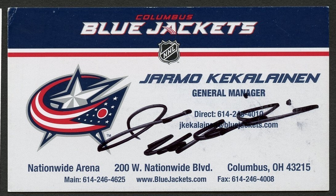 Jarmo Kekalainen signed autograph GM Columbus Blue Jackets Business Card BC453