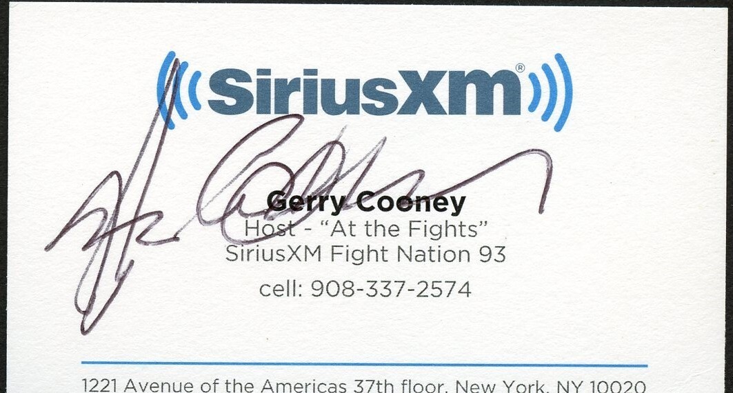 Gerry Cooney signed autograph Host SiriusXM Business Card BC088