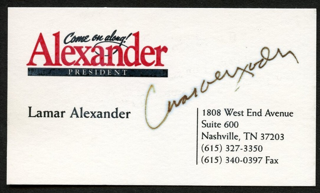 Lamar Alexander signed autograph President Alexander Business Card BC487