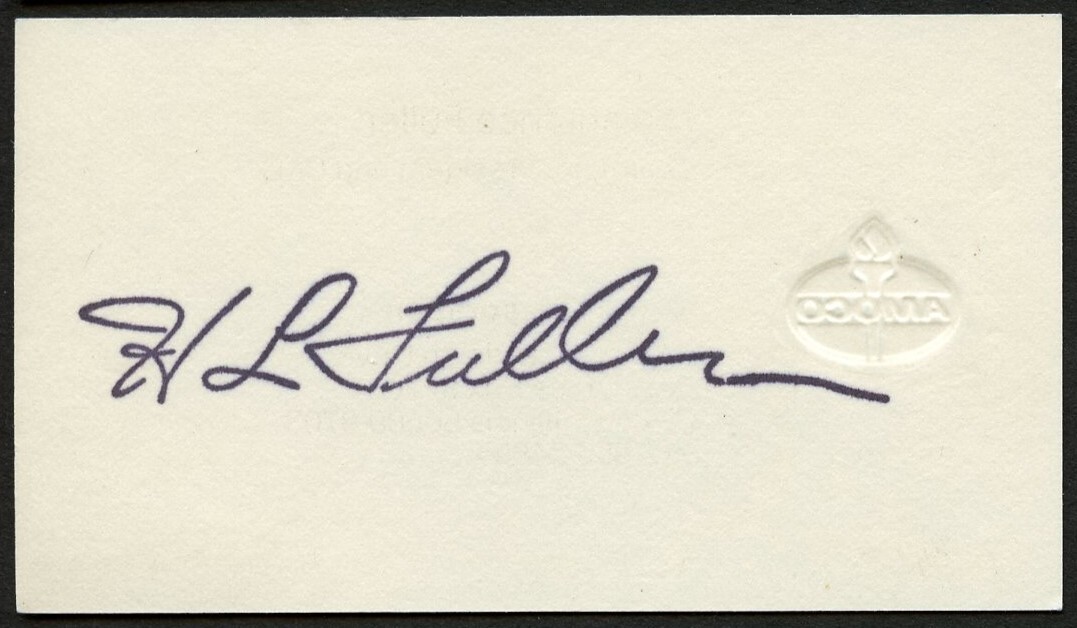 H Laurance Fuller signed autograph CEO Amoco Corporation Business Card BC568