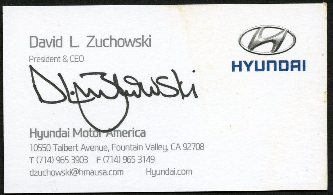 David L Zuchowski signed autograph CEO Hyundai Motor America Business Card BC043