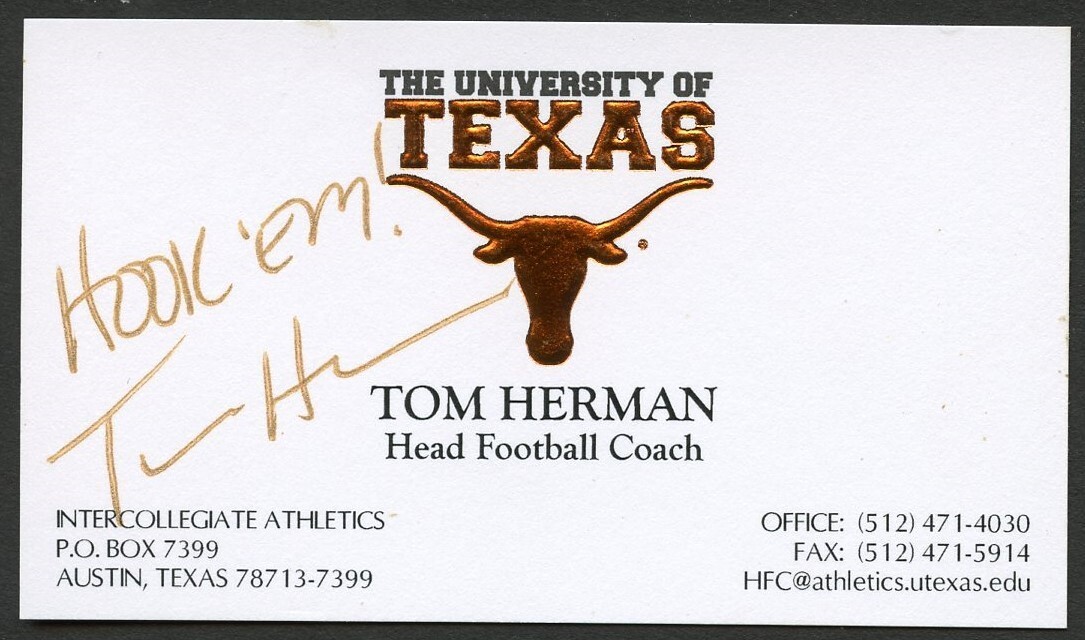 Tom Herman signed autograph Head Coach Florida Atlantic Owls Business Card BC024