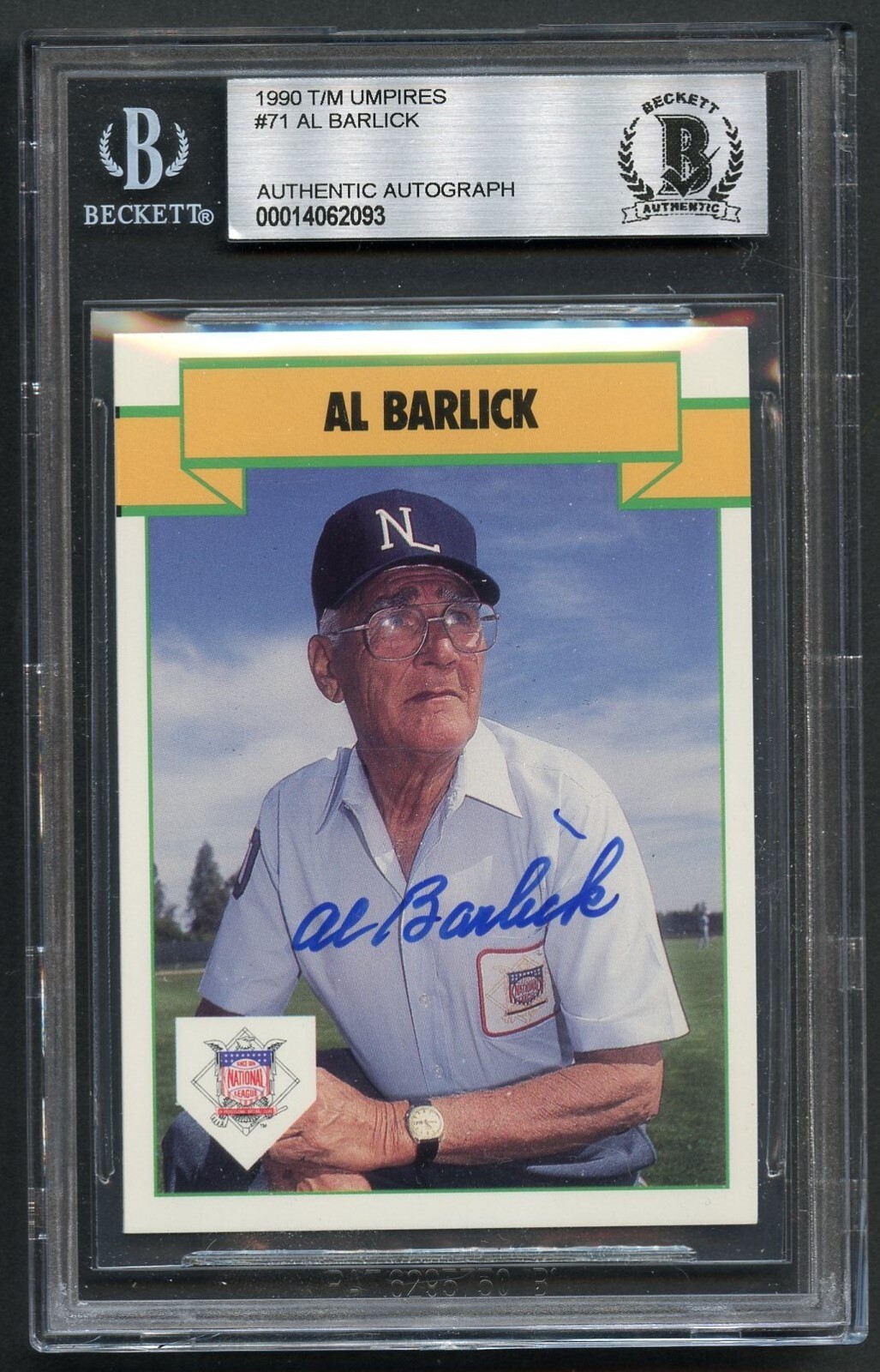 Al Barlick #71 signed autograph auto 1990 TM Umpires Baseball Card BAS Slabbed
