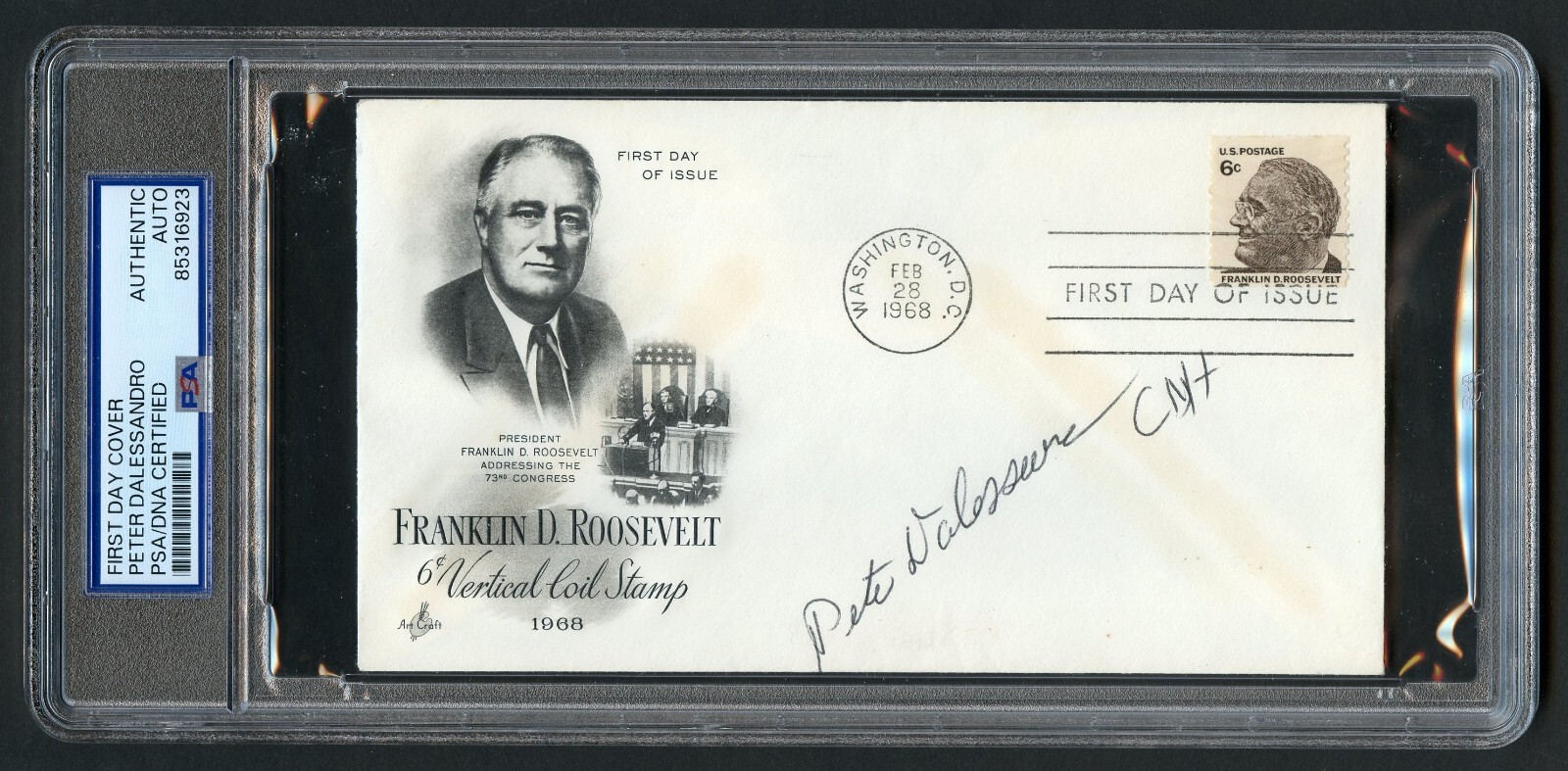 Peter Dalessandro d1997 signed autograph FDC MOH Recipient Army WWII PSA Slabbed
