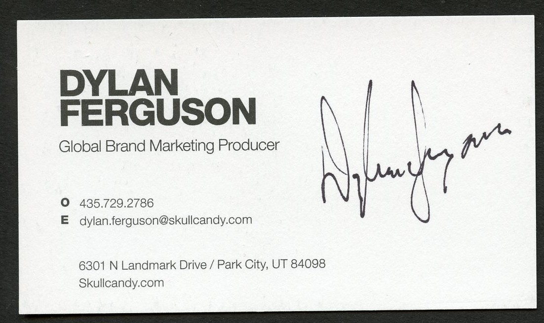 Dylan Ferguson signed autograph Global Marketing Producer Business Card BC600