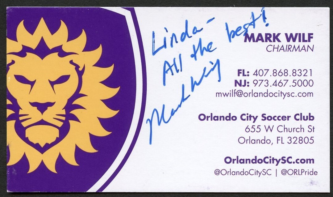 Mark Wilf signed autograph Chairman Orlando City Soccer Club Business Card BC807