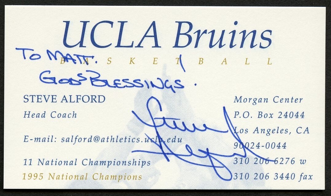 Steve Alford signed autograph Head Coach Basketball UCLA Business Card BC755