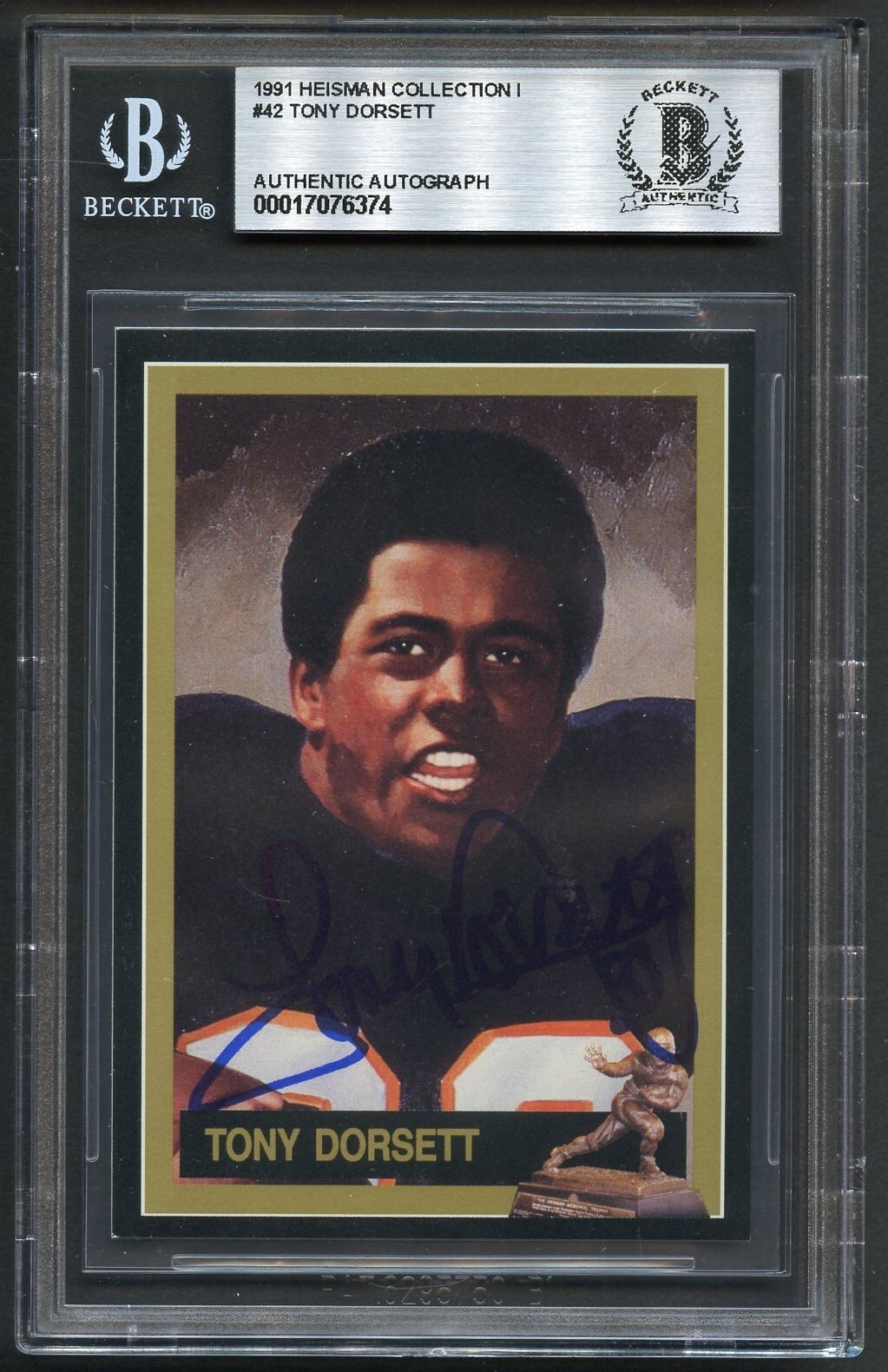 Tony Dorsett #42 signed autograph 1991 Heisman Collection I Card BAS Slabbed