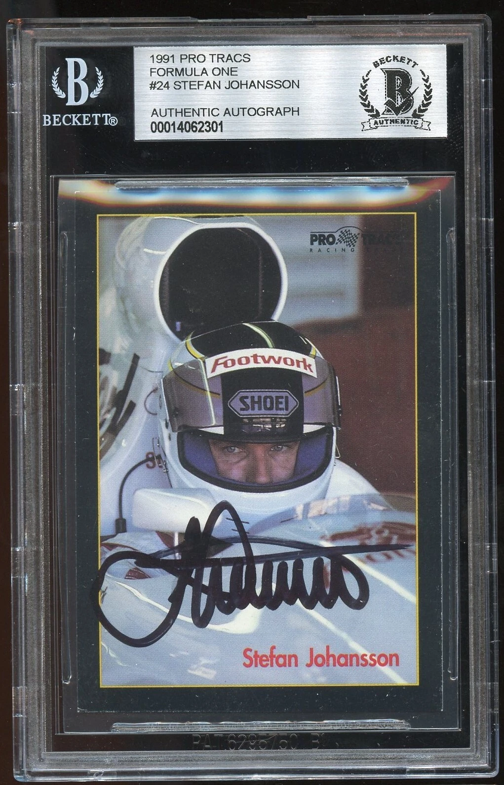 Stefan Johansson #24 signed autograph auto 1991 Pro Tracs Formula One BAS Slab