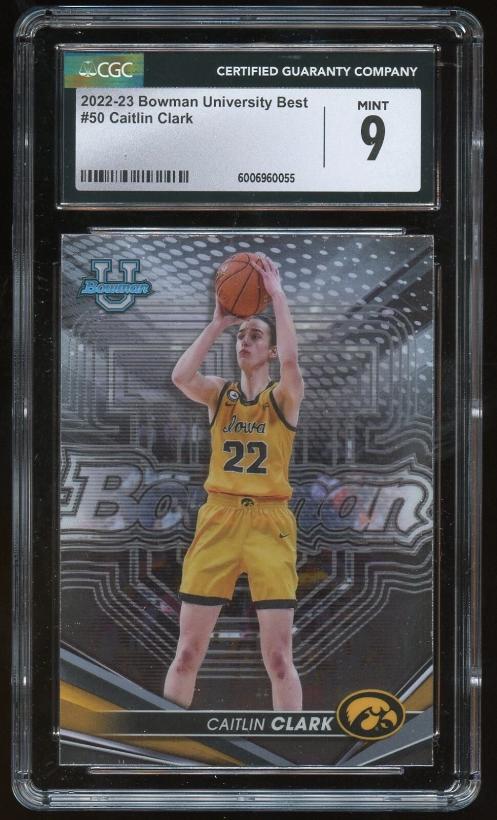 Caitlin Clark #50 2022-23 Bowman University Best Basketball CGC 9