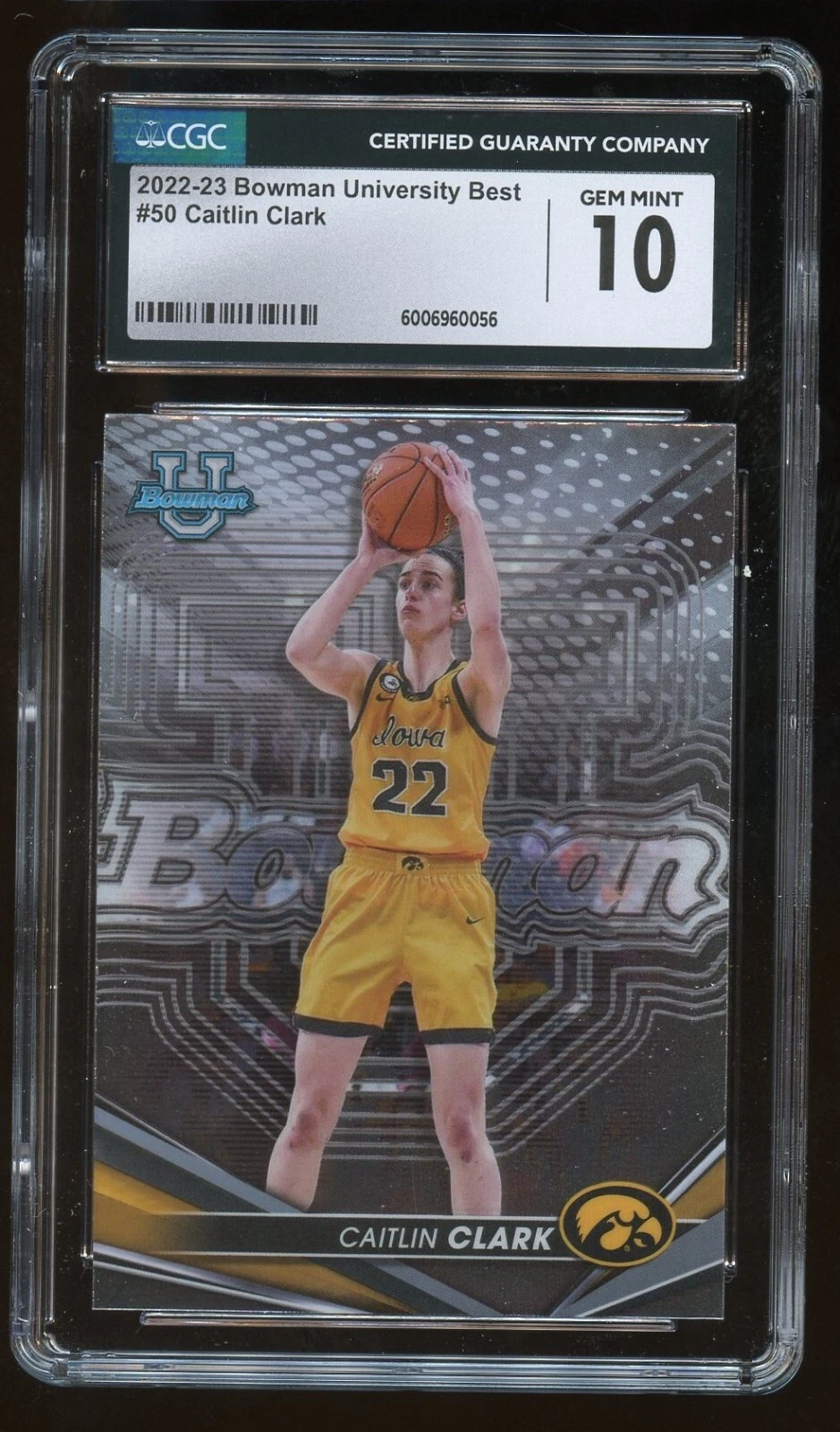Caitlin Clark #50 2022-23 Bowman University Best Basketball CGC 10