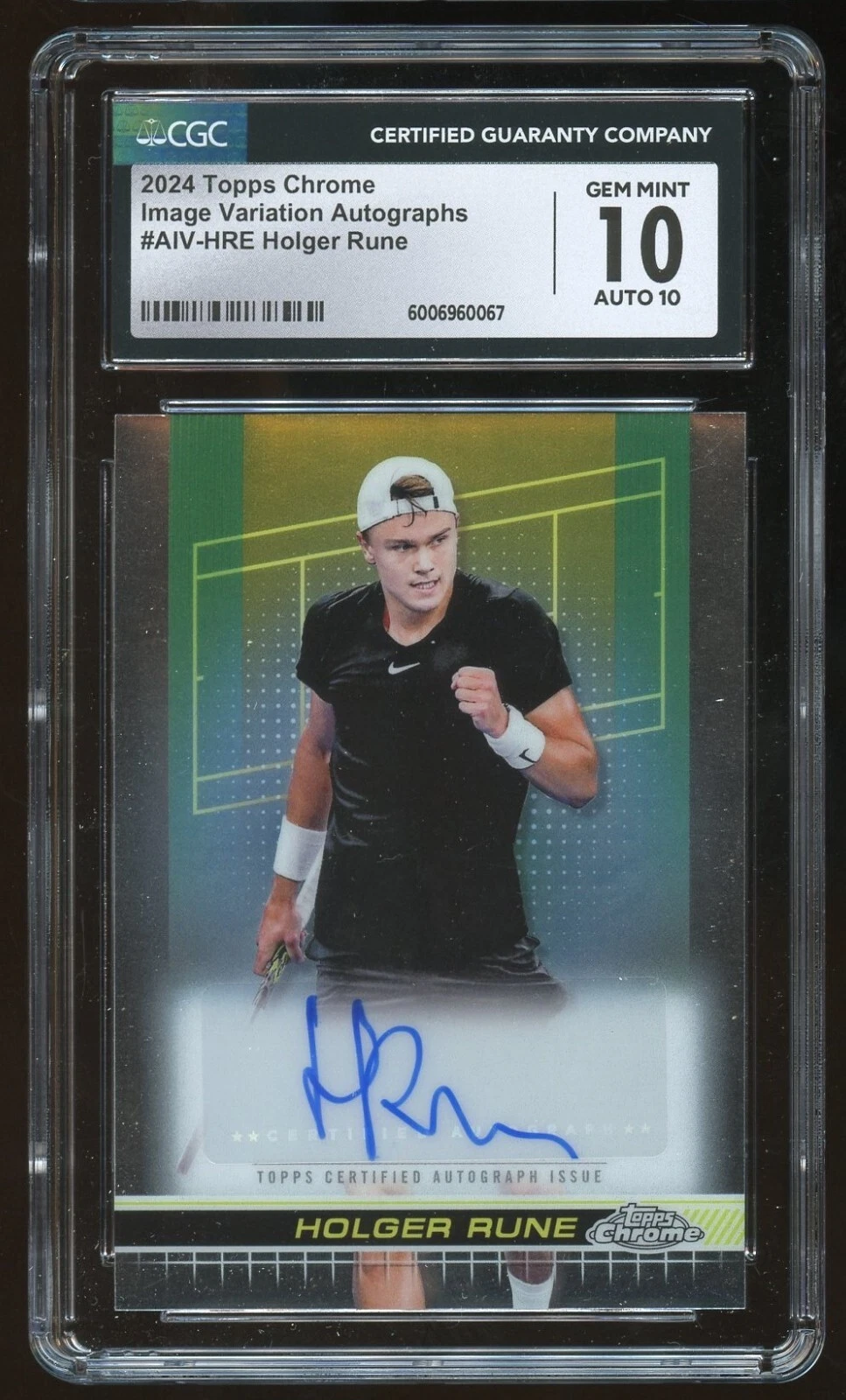 Holger Rune signed 2024 Topps Chrome Image Variation Autographs CGC Grade 10