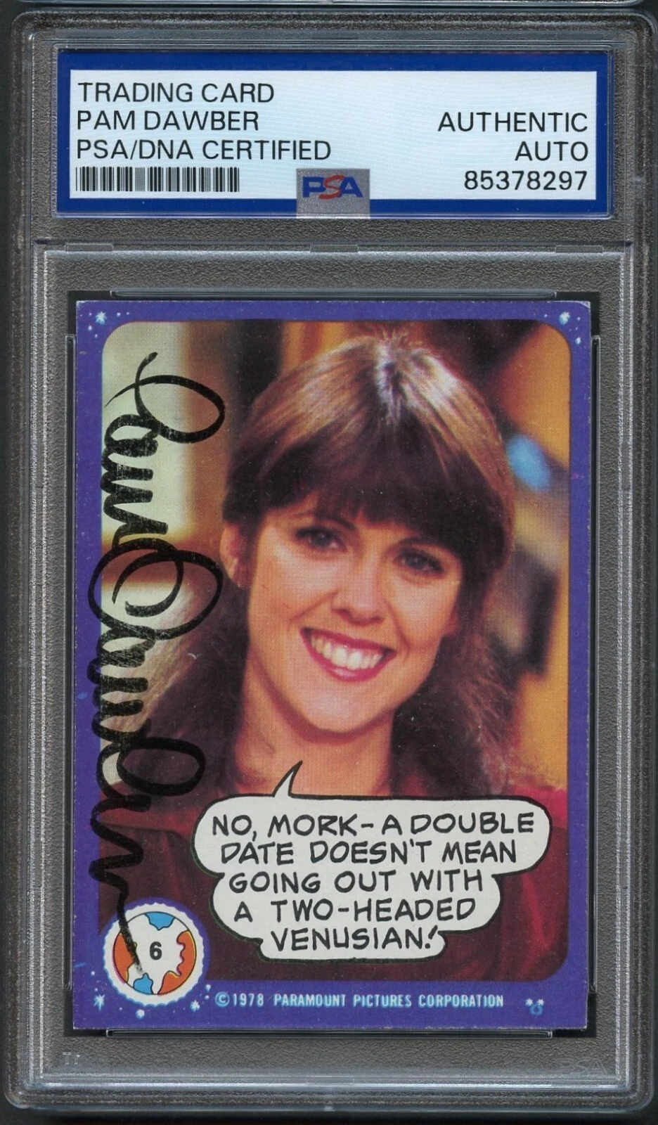 Pam Dawber #6 signed autograph American Actress Mork & Mindy Trading Card PSA
