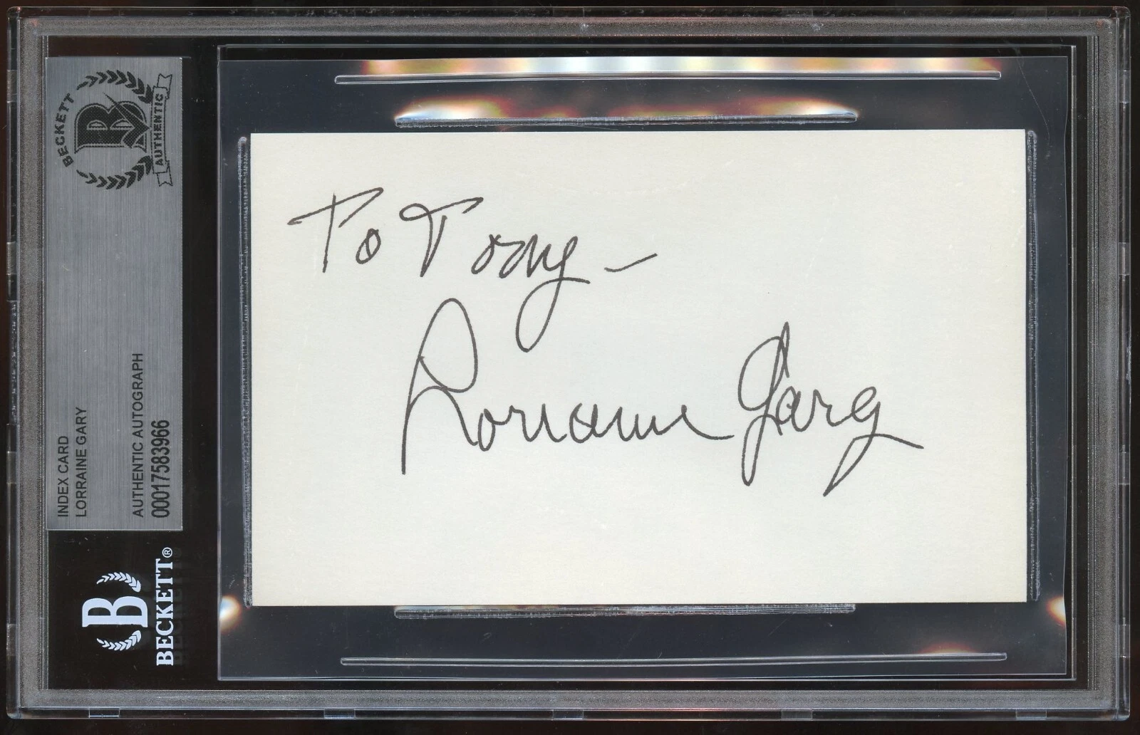 Lorraine Gary signed autograph 3x5 cut American Actress in Jaws BAS Slabbed