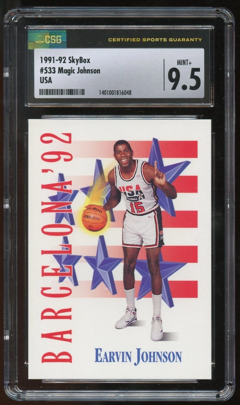 Magic Johnson #533 SkyBox 1991-92 Dream Team Basketball Trading Card CSG 9.5