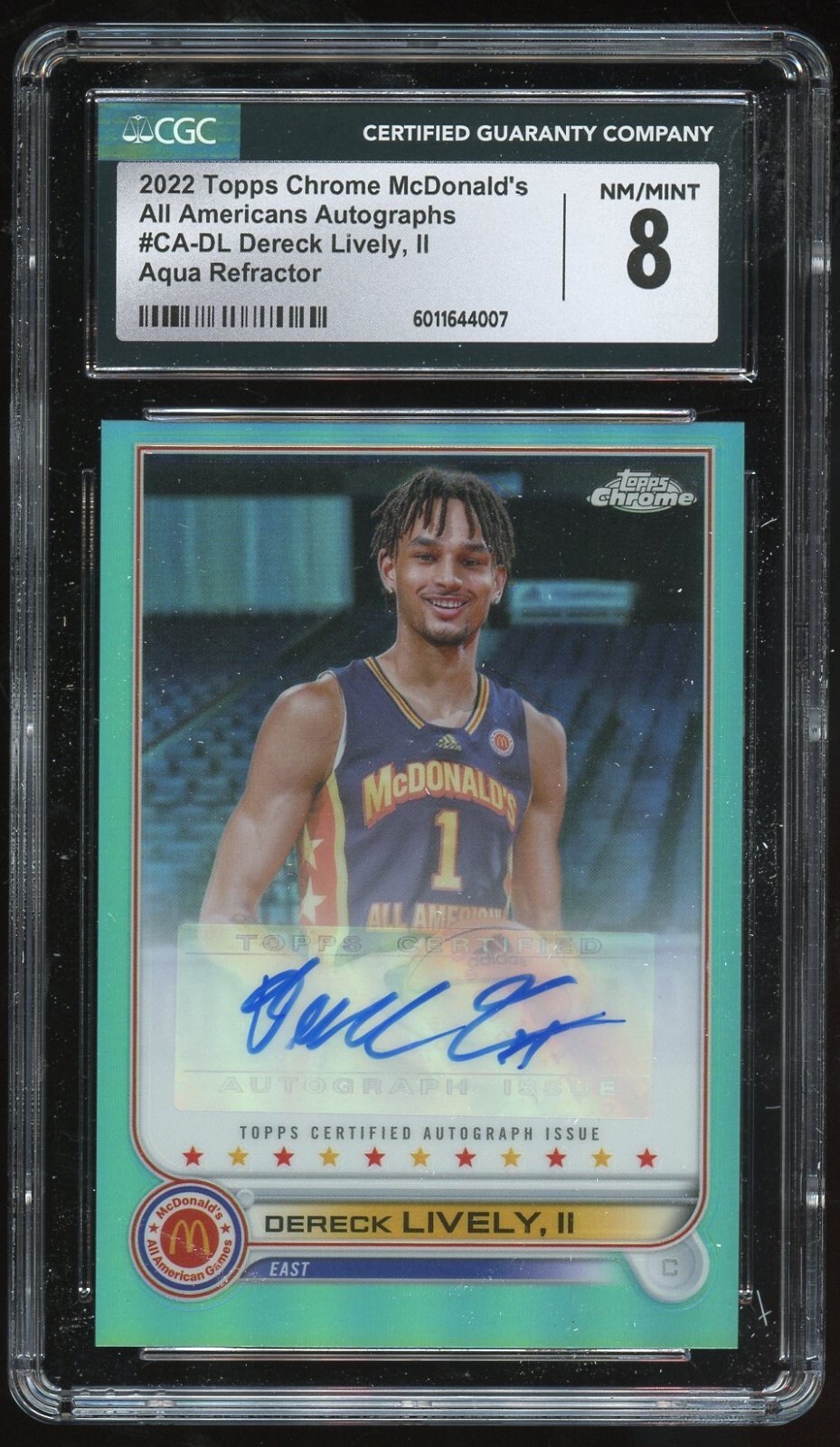 Dereck Lively #CA-DL signed 2022 Topps Chrome McDonald's All American CGC Mint 8