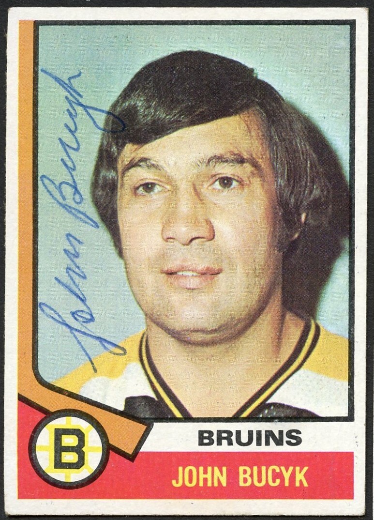 John Bucyk #239 signed autograph 1974-75 Topps Hockey Trading Card