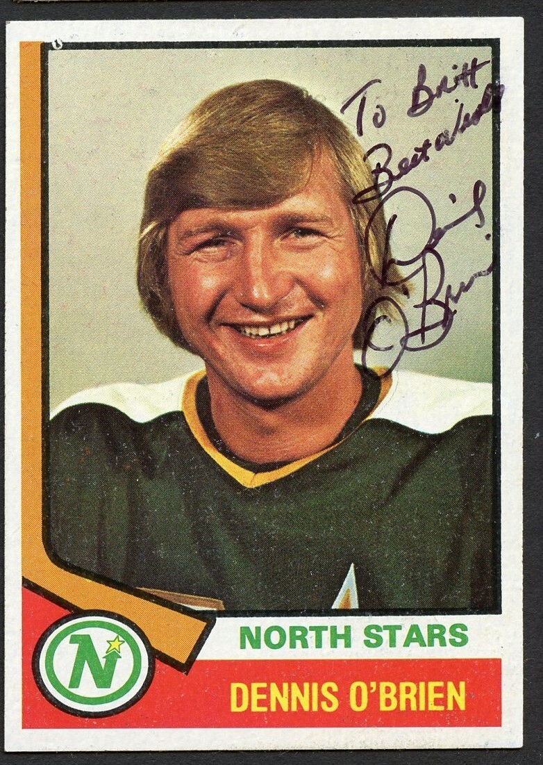 Dennis O'Brien #96 signed autograph 1974-75 Topps Hockey Trading Card