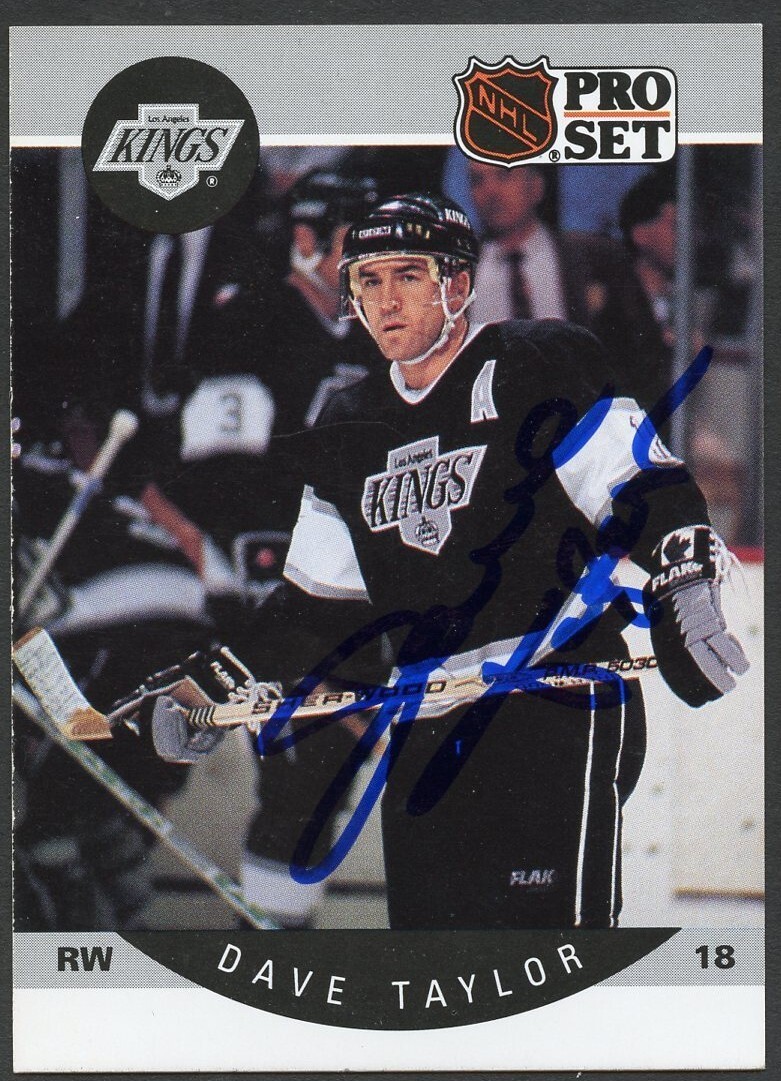 Dave Taylor # 128 signed autograph auto 1990-91 Pro Set Card Hockey Card