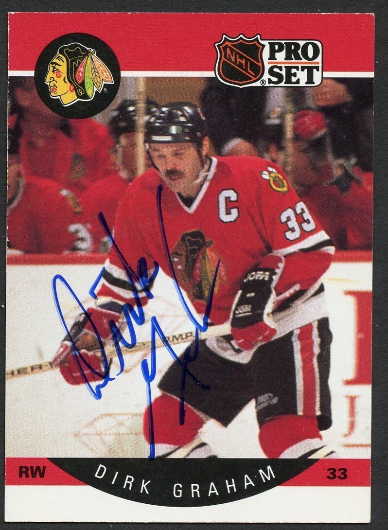 Dirk Graham # 51 signed autograph auto 1990-91 Pro Set Card Hockey Card