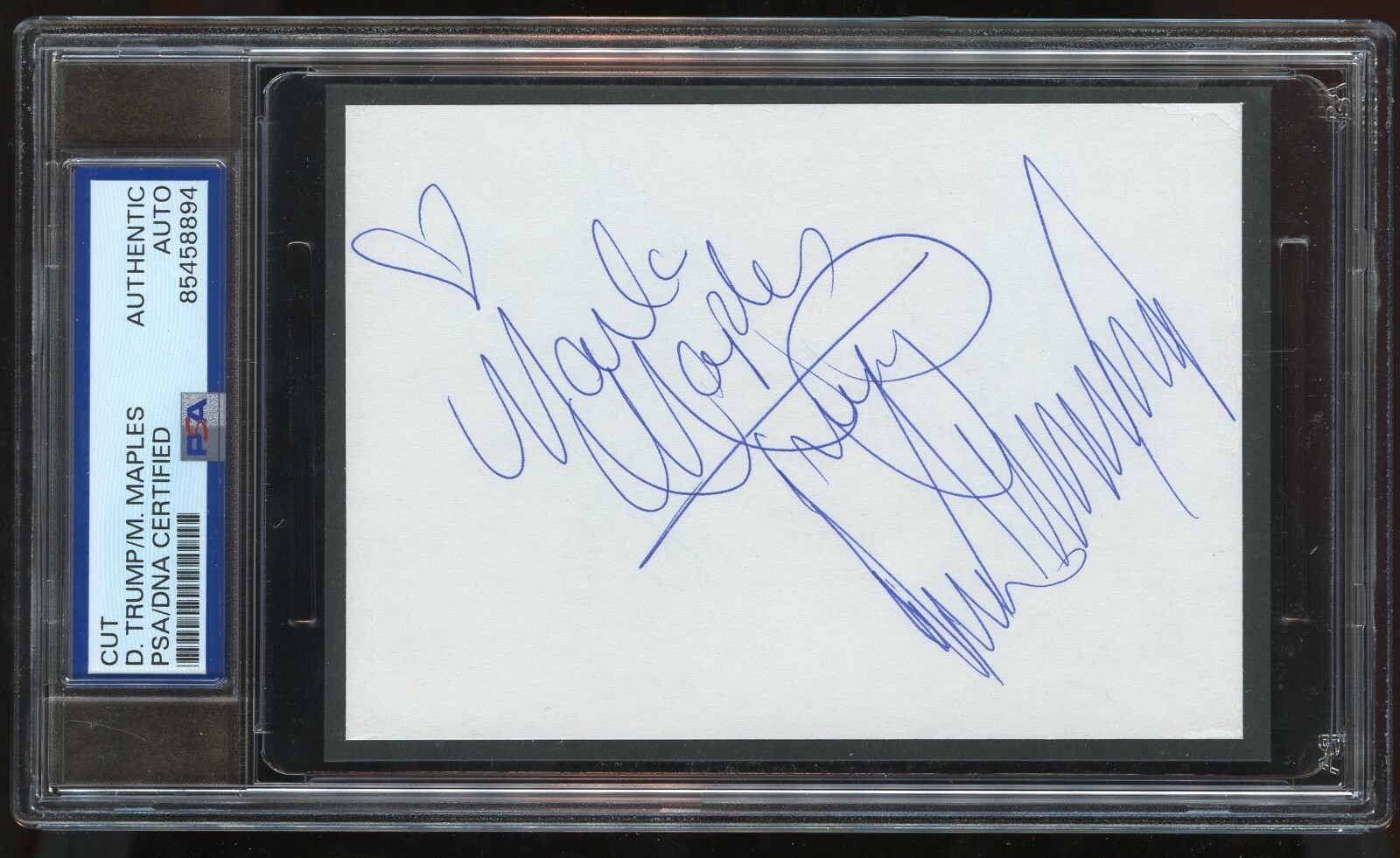Donald Trump & Marla Maples signed autograph auto 3x5 Cut PSA Slabbed