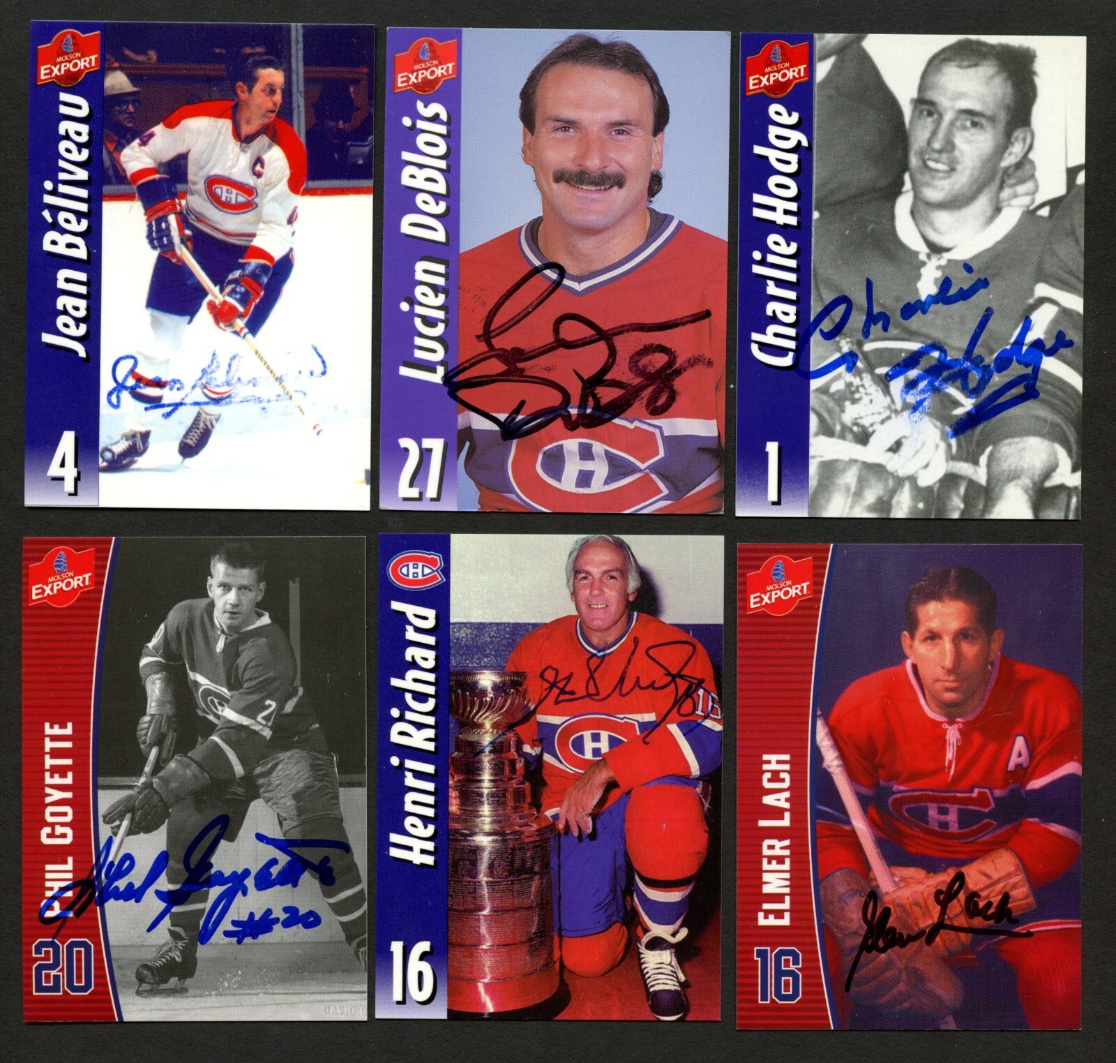 6 different signed autographed Molson Export Canadiens Hockey READ DESCRIPTION!