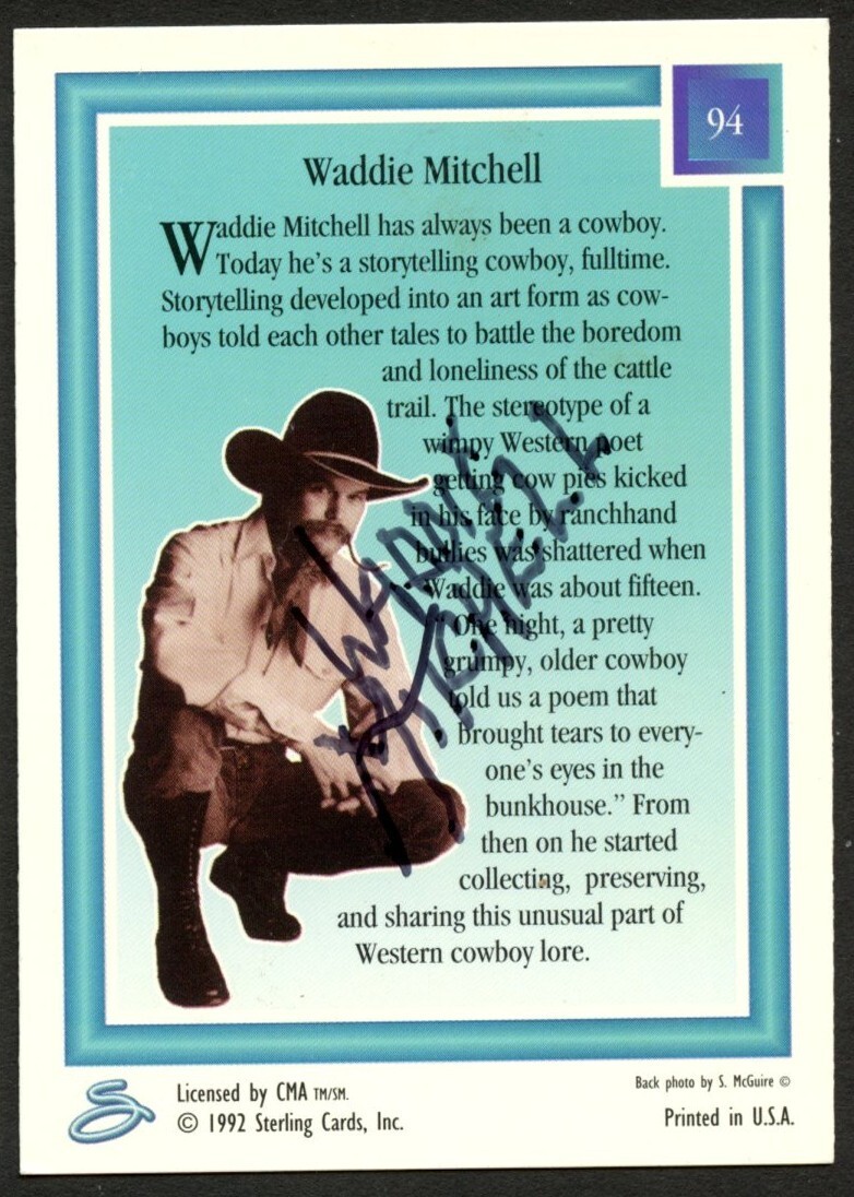 Waddie Mitchell #94 signed autograph 1992 Sterling Country Gold Trading Card